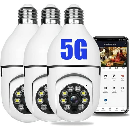

LLYYAH (3Pcs) Security Camera 2.4GHz & 5G WiFi Wireless Light Bulb Security Camera 1080p Wireless Cameras for Home Security Indoor Security Camera System