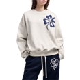 thumbnail image 1 of SUNSIOM Women's Fall Long Sleeve Sweatshirts Four-Leaf Clover Pattern Crew Neck Loose Fit Pullovers, 1 of 6