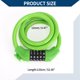 thumbnail image 4 of Candado de bicicleta ajustable Unique Bargains, candado de cadena de bicicleta, bloqueo de cable de bicicleta reiniciable de 5 dígitos, aleación de zinc, 133 cm, verde, 1 juego, 4 of 6