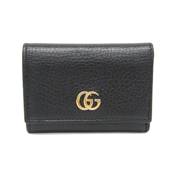 Pre-Owned Gucci PETITE MARMONT 644407 Women's Leather Wallet (tri-fold) Black