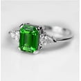 thumbnail image 2 of Green Tsavorite Engagement Ring, Art deco Engagement Ring, Emerald Cut Green Tsavorite Diamond Three Stones Ring, Minimal Dainty Ring, 2 of 5