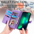 thumbnail image 2 of Tarise for Samsung S21 Ultra Wallet Case for Men Women, Galaxy S21 Ultra 5G Cover, Embossed PU Leather Magnet Buckle Card Slots Zipper Pocket Lanyard Wrist Strap Handbag All-inclusive Case, Purple, 2 of 6