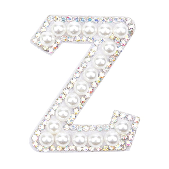 Clearance! Iron Cobble On Clothes AZ Sew Decorative Letter Cobble Glitter Letters Applique Rhinestone Pearl English Letters For DIY Craft Supplies