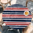 thumbnail image 2 of Navy Blue Red Striped Round Tablecloth, Fitted Table Cover with Elastic for 55"-60" Round Tables, Gradient Horizontal Lines Table Cloth Outdoor Indoor Dinning Party Waterproof Tablecloths, 2 of 7
