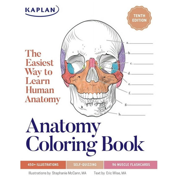 Kaplan Test Prep Anatomy Coloring Book with 450  Realistic Medical Illustrations with Quizzes for Each, (Paperback)