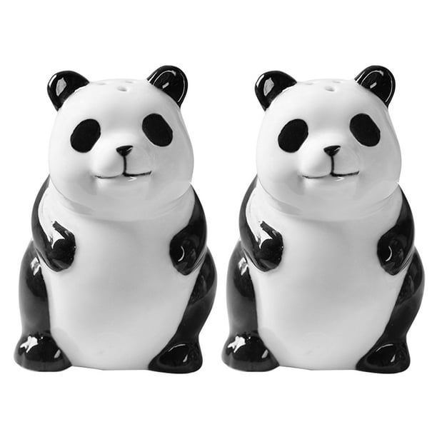 Salero y pimentero de cerámica con forma de panda chino, dispensador de especias, soporte para condimentos, recipiente para palillos de dientes, colección para cocinar y hornear en la cocina