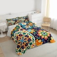 thumbnail image 3 of jejeloiu Vintage Floral Blossom Queen Comforter Set,Multicolor Boho Flower Bedding Comforter Set For Teens Reversible 3pcs, 3 of 8