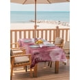 thumbnail image 2 of Outdoor Tablecloth with Umbrella Hole for Patio/Picnic/Party/Camping, Pink Mountain Waterproof Table Cloth Rectangle Table Cover Washable, Misty Forest Nature Woodland Pine Tree Landscape (54"x 80"), 2 of 8