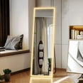 "LVSOMT Large Full Length Mirror with LED Lights, Free Standing 63""x16