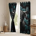 thumbnail image 3 of Manfei Black Highland Cow Black Out Curtains,Country Farmhouse Lodge Curtains Pack of 2 (42x63 Each),Blue Flower Floral Bedroom Curtains For Adults,Super Cozy Room Decor, 3 of 6