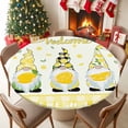 thumbnail image 5 of Round Tablecloth Welcome Farmhouse Fresh Lemon Gnomes Elastic Edge Fitted Spring Summer Yellow Check Plastic Table Cover,Waterproof Oil Proof for Dinner,Outdoor, Picnic, 55"- 60" DIA Tables, 5 of 9