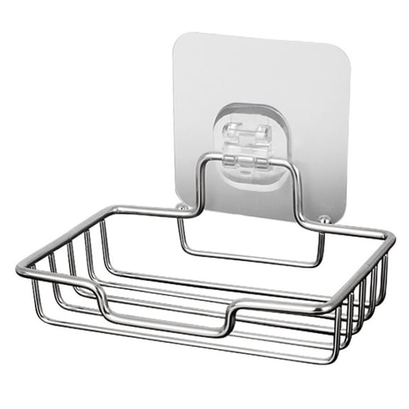 SENRISE 1/2Pcs Self Adhesive Soap Dish Wall Mounted Rustproof Holder Stainless Steel Silver