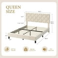 thumbnail image 3 of YUSAZENS Queen Size Platform Bed Frame with Upholstered Headboard - Wood Slat Support, No Box Spring Needed, Easy Assembly, Beige, 3 of 6