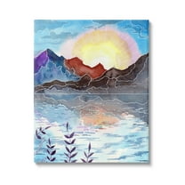 Mountain Lake Nature Outline Landscape Graphic Art Gallery Wrapped Canvas Print Wall Art