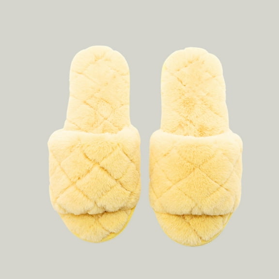 DrifWoo Women's Plush Open Toe Slippers Soft Cozy Indoor House Shoes Non Slip