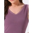 thumbnail image 5 of DARING DIVA Lace Trim Tank V Neck Sleeveless Undershirt M Purple, 5 of 7