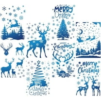 8 Sheets Christmas Elk Wall Stickers Snowflake Window Stickers PVC Waterproof Self Adhesive Wall Decals Removable for Window Decor Clings Stairway Housewarming Gift