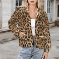 thumbnail image 3 of Jackets for Women Winter Coat Jackets Flannel Stand Collar Jacket(Leopard Print Brown,Size:S-4XL), 3 of 7