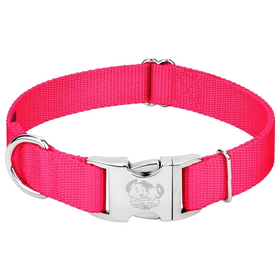 Country Brook Petz® Premium Nylon Dog Collar with Metal Buckle for Small Medium Large Breeds (Extra Large, 1 Inch, Hot Pink)