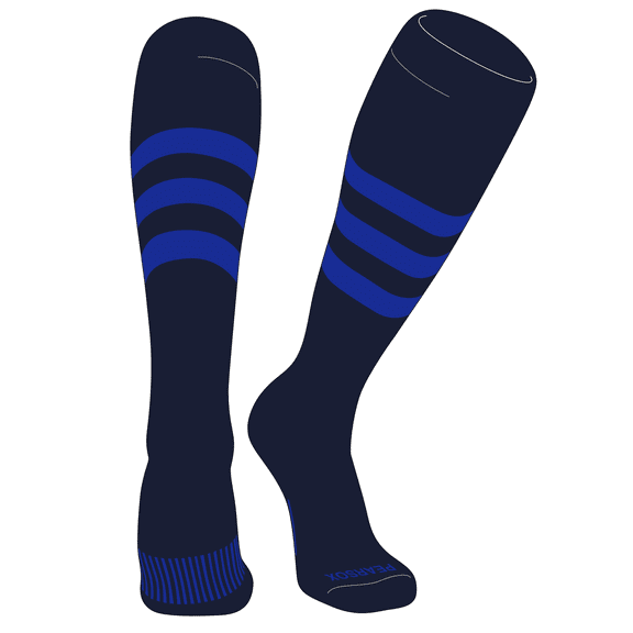 PEAR SOX Striped OTC Baseball, Softball, Football Socks (A) Dark Navy, Royal (XS)