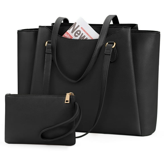 RAINSMORE Laptop Bag for Women 15.6 Inch Work Tote Bags Waterproof Computer Bags Leather Professional Laptop Purse Womens Laptop Briefcase Large Handbag for Office Teacher Travel