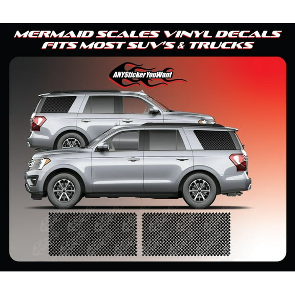 Mermaid Scales Vinyl Graphic Decals Compatible with and Fits Most SUV's & Trucks - Set of Two