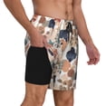 thumbnail image 3 of Haiem Watercolor Plants Mens Swim Trunks with Compression Liner 2 in 1 Swimming Shorts Stretch Swimwear Quick Dry,Board Shorts-, 3 of 9