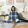 thumbnail image 4 of Wearable Blanket,Navy White Plaid Checkered Pattern Hooded Wearable Flannel Blanket for Adults & Teens,Winter Poncho Shawl Wrap Cape Cozy Anti-Pill,60"x80", 4 of 5