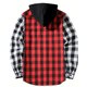 thumbnail image 2 of Blusa de manga larga con capucha para hombre, estilo informal, a cuadros, con botones y capucha, de poliéster, 2 of 4