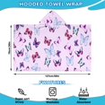 thumbnail image 2 of Pink Butterfly Pattern Hooded Bath Towel，50"x30" for Ages 3 To 12 Kids, Quick Dry Lightweight Soft Microfiber Hood Beach Towel Cover Up for Kids, 2 of 7