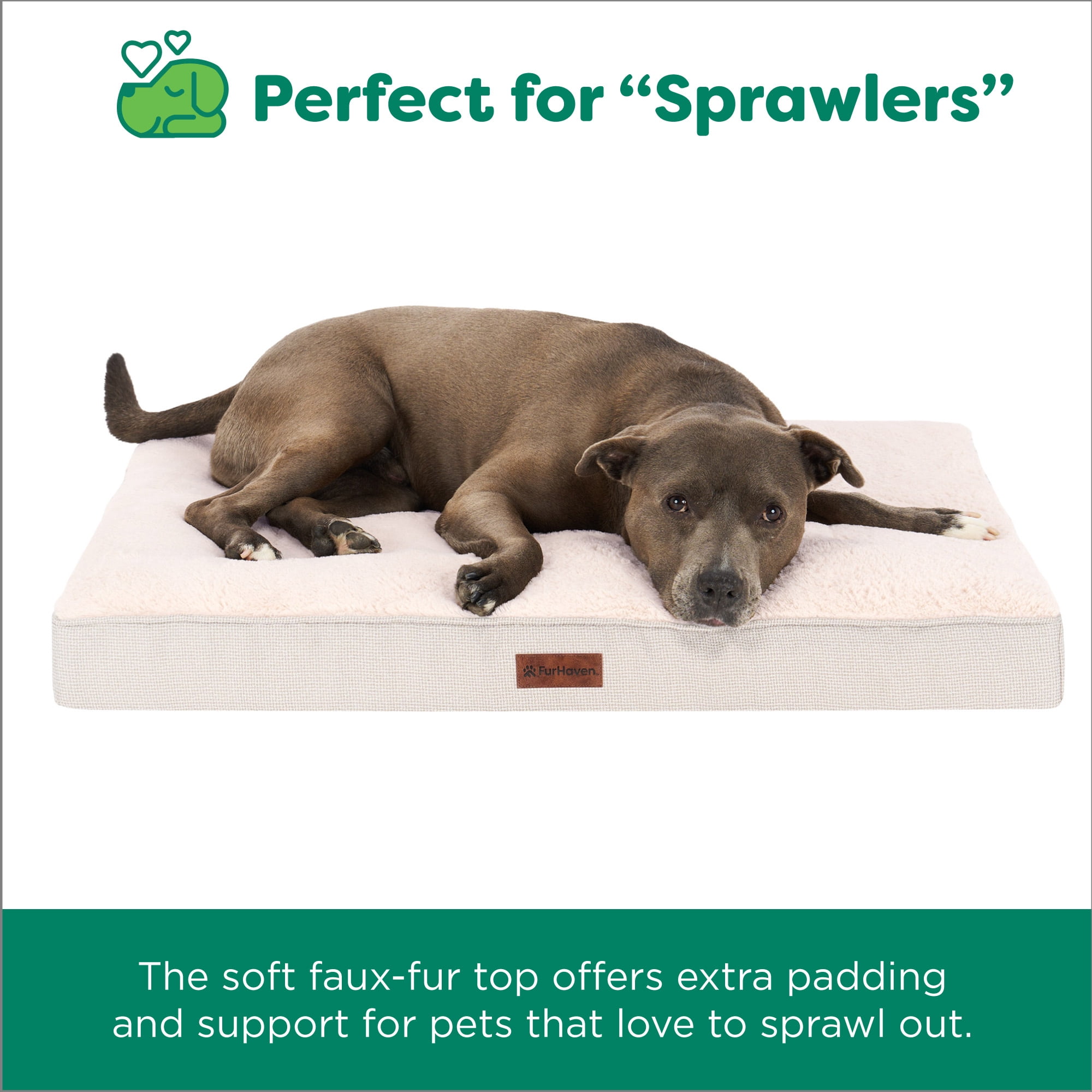FurHaven Plush & Decorator Check Tuft-Top Orthopedic Mattress Pet Bed for Dogs and Cats - Wheat, Jumbo