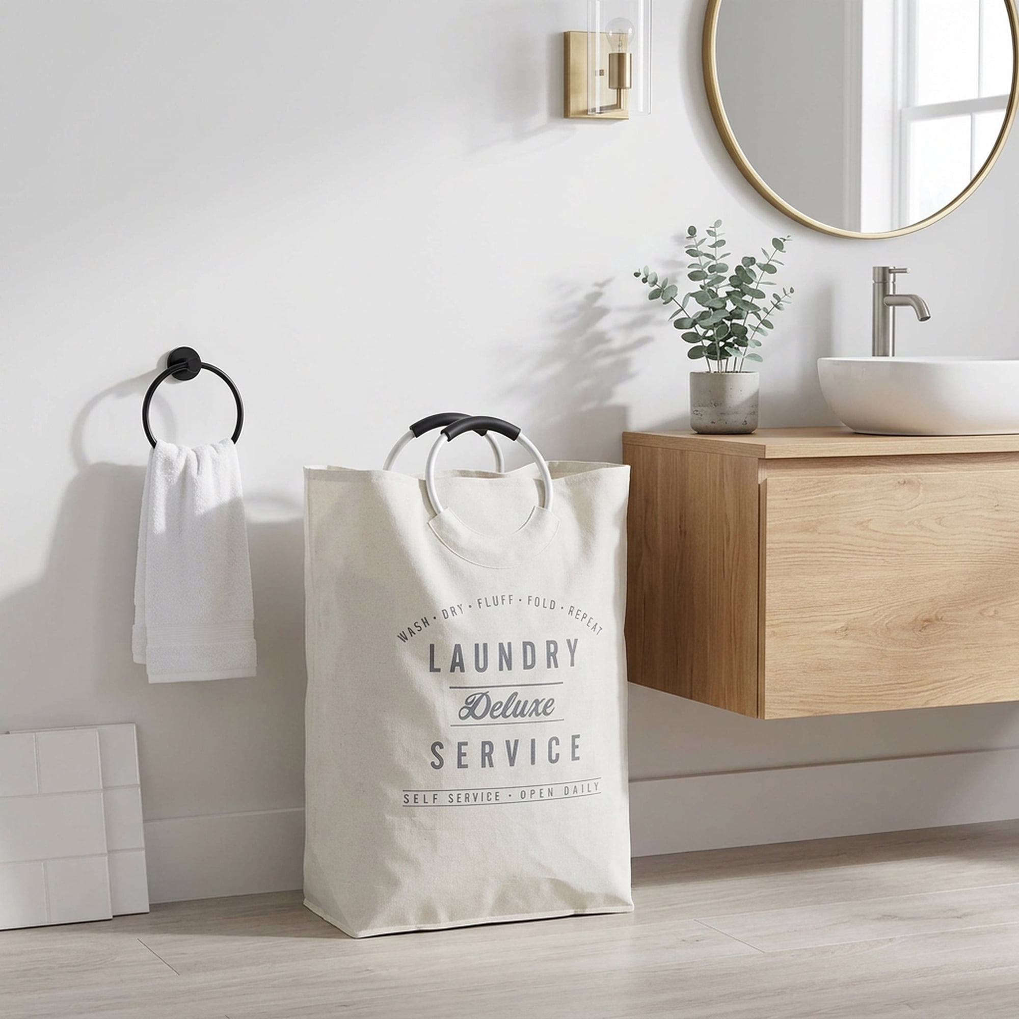 (2 pack) Better Homes & Gardens Laundry Deluxe Service Canvas Tote, Adult, 17 in W x 8.5 in D x 25.25 in H
