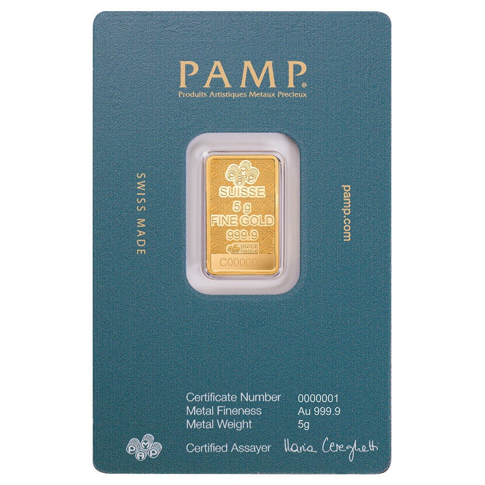 5 Gram PAMP Suisse Arabian Falcon Gold Bar .9999 Fine (w/ Frame)