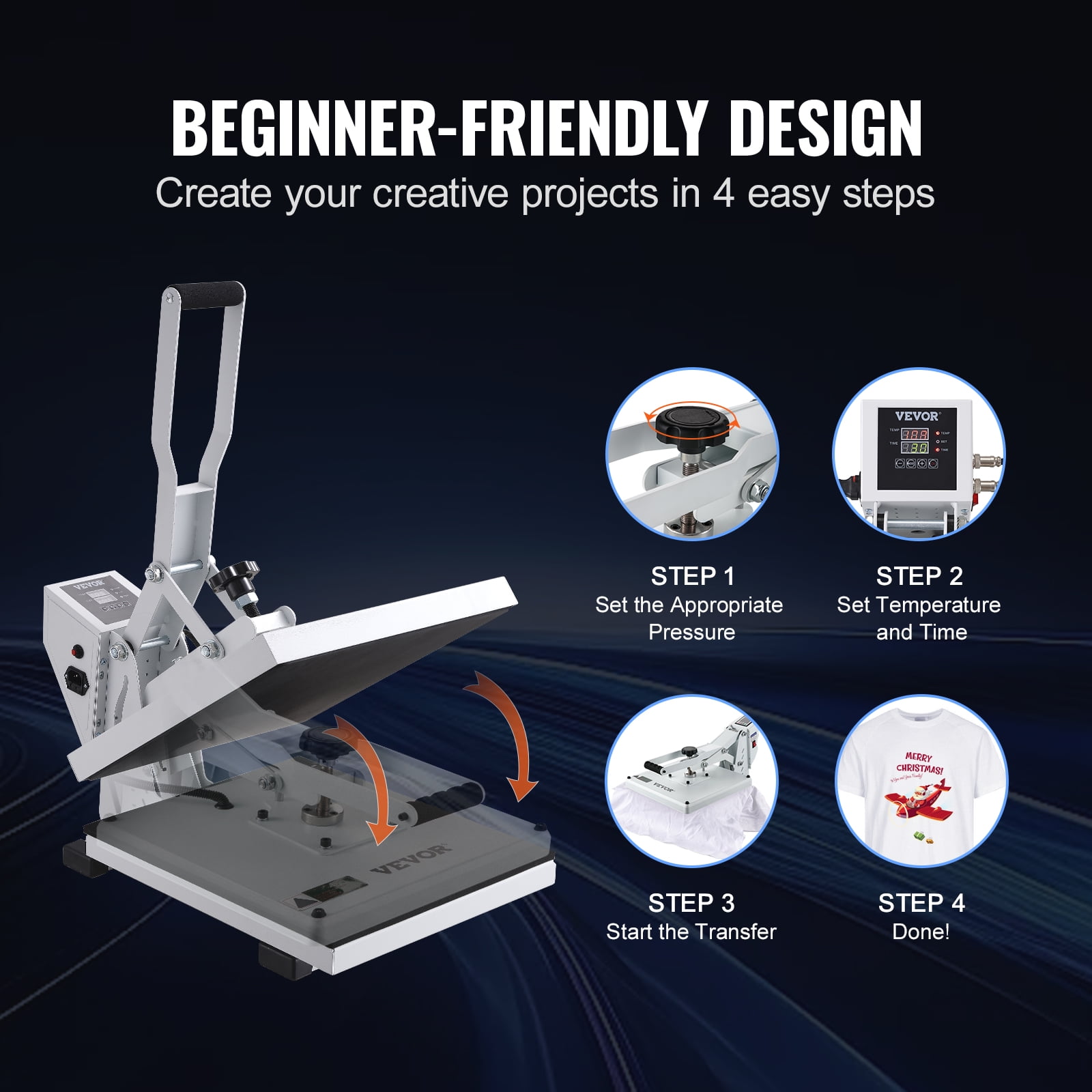 BENTISM Heat Press Machine, 15"x15" Swing Away T Shirt Pressing Machine Multifunction, High Pressure Heat Press Machine for T-Shirt, Power Digital Industrial Sublimation Printer