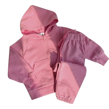 

Baby Boy Clothes Infant Boys Outfit Sets Girls Track Athletic Sweat Pullover Hoodie 2 Pieces Sweatshirt And Jogger Sweatpants Soft Kids Clothes Cute Children s Suit Pink 4-5 Years