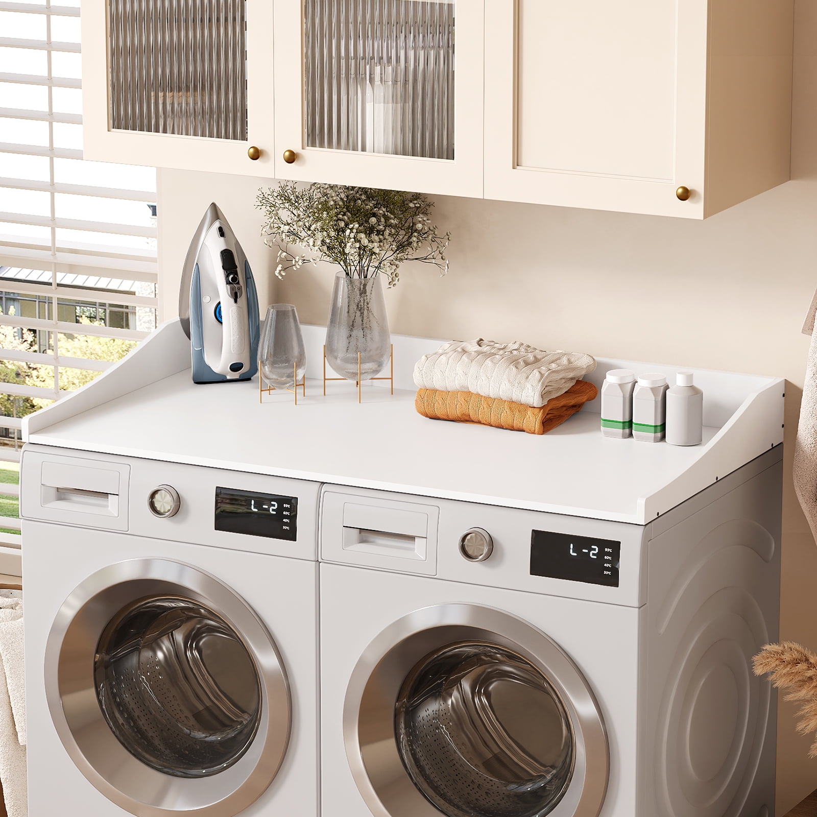 Tarnorci 54"Washer Dryer Countertop with Side Edge for Laundry Room Organization