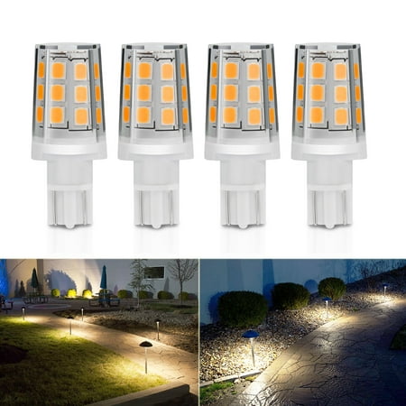 Kohree 2.5W LED Replacement Landscape Pathway Light Bulb 12V AC/DC Wedge Base T5 T10 for Malibu Paradise Moonrays and More ,4 Pack, 3000K, Warm