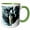 Green/White, variant on 3drose, a Gray Wolf in the Snow, 11oz Two-tone Red Mug
