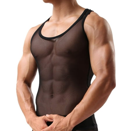 

Lingerie for Women Men s Boxer Briefs Mesh Breathable Shirts Men s Sleeveless Sleepwear See Through Mesh Vest Casual Underwear