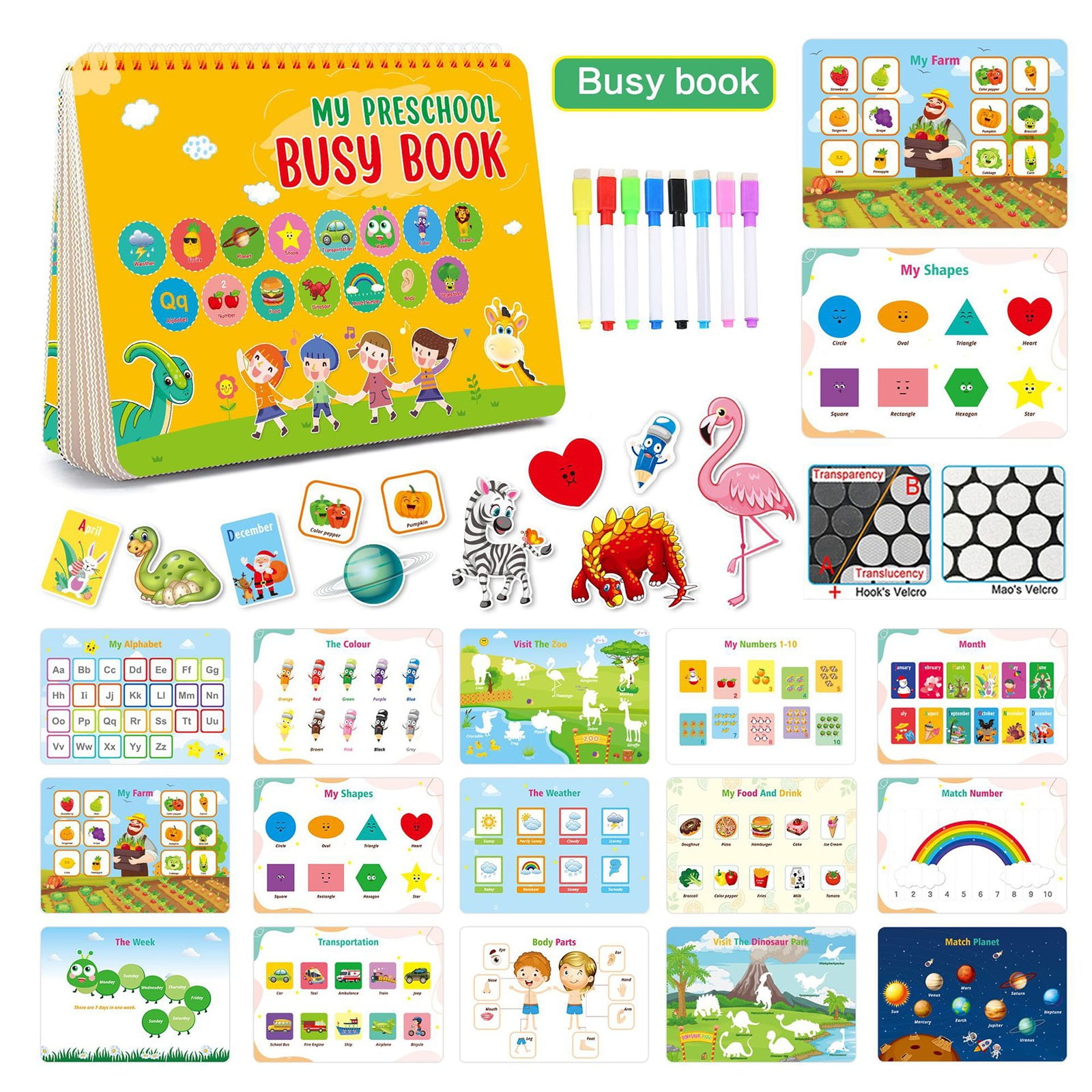 Busy Book for Toddlers 1-3 & Above, 32 Pages, Montessori, Preschool  Kindergarten Activity Book | Autism Special Learning Sensory Educational  Kids Toy