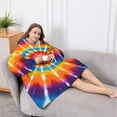 thumbnail image 5 of Oversized Wearable Blanket Hoodie,Rainbow Tie Dye Sunburst Sherpa Blanket Hoodie with Super Pockets,Super Warm Fuzzy Pullover for Women & Men, 5 of 6