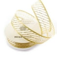 thumbnail image 3 of Ribbon Traditions 1 1/2" Wired Metallic Banded Edge Sheer Glitter Diagonal Stripes Red/Gold 10 Yards, 3 of 4