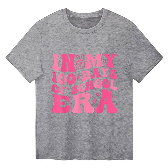 Shirts for Girls 100th Day of School Shirt Crewneck Short Sleeve Fun Patterns Tee Kids Clothing for Teens Girls 150