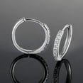 thumbnail image 4 of 5Pairs Hoops Huggie Stud Earrings Set 14K White Gold Plated Cubic Zirconia, 4 of 5