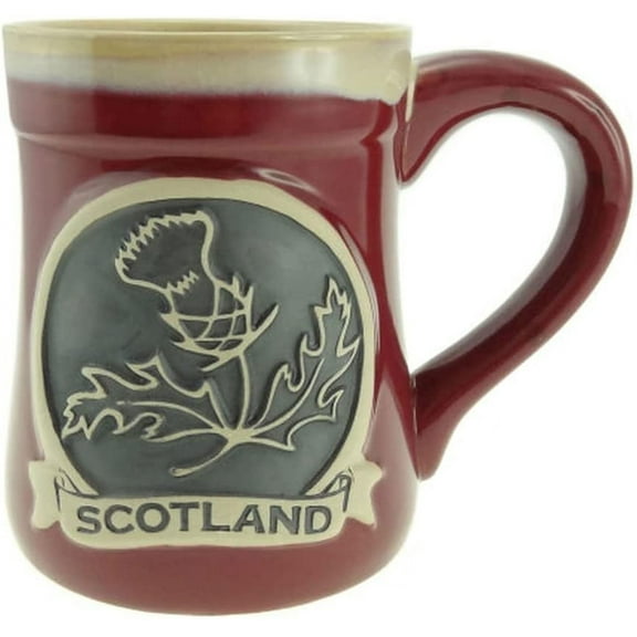 Glen Appin Stoneware Mug Scotland Pottery Mug for Coffe or Beer 16.9 oz(500 ml) (Thistle/Scotland - Red)