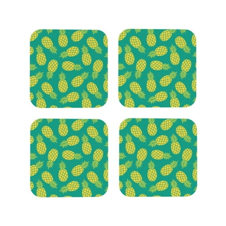 

Leather Coasters with Heat-resistant for Drinks Cute Pineapple Pine Green Cup Coasters Cup Pad Mat for Tabletop Protection Coffee Table Office Desk and Housewarming Gift