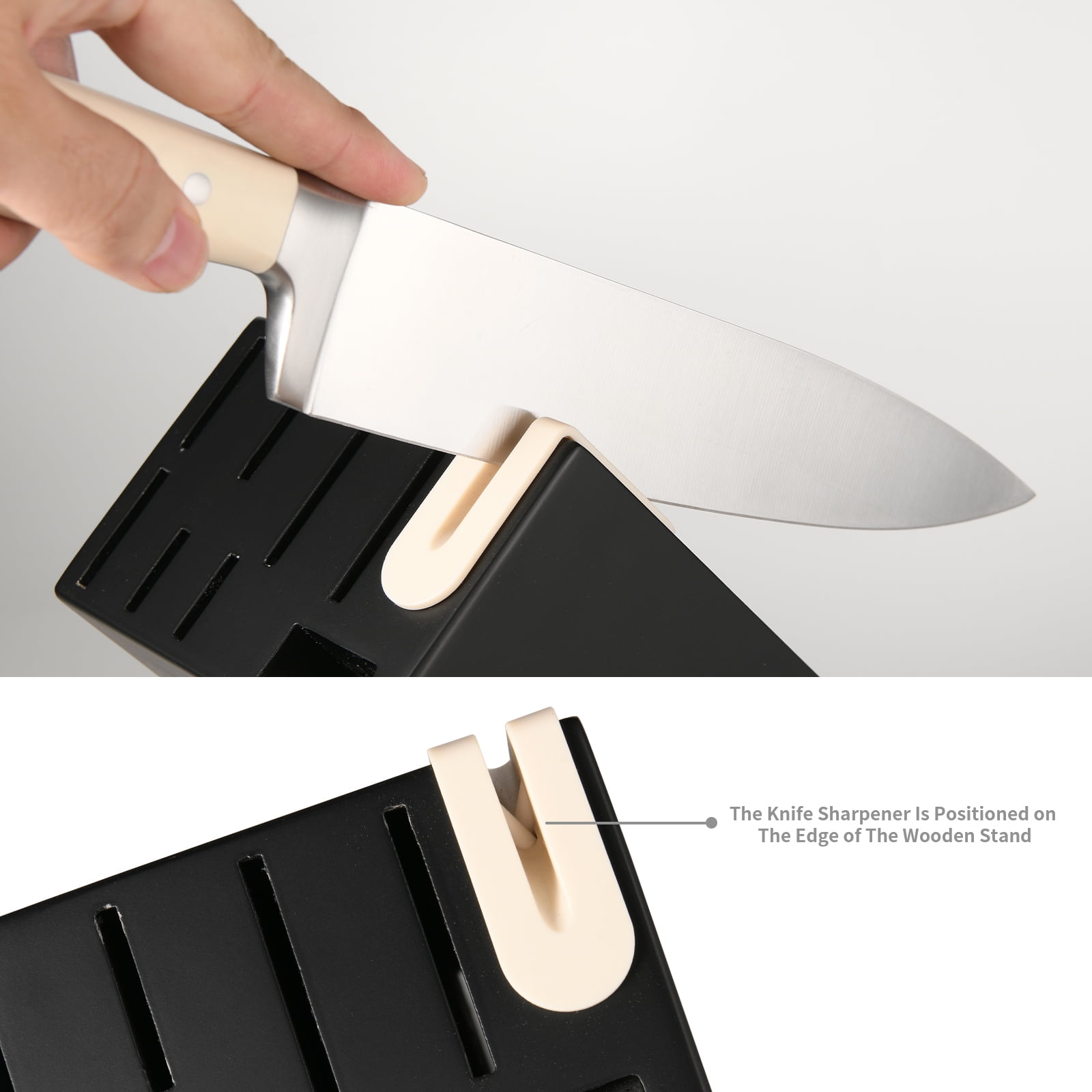 16 Piece High Carbon Steel Knife Set With Block, ABS Ergonomic Handle Chef Knives, Sharpener and Shears for Chopping