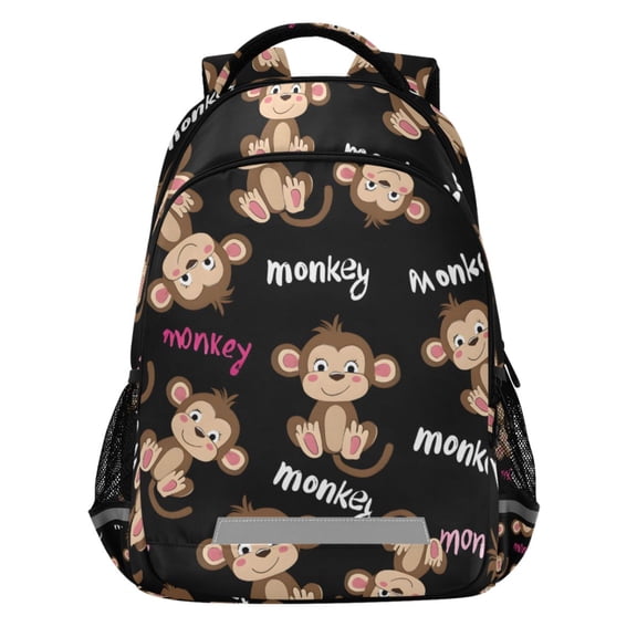 ALAZA Monkey Cute Pattern Backpack Elementary School Bags Student Bookbag Travel Rucksack