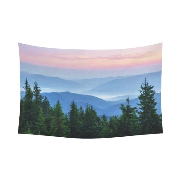 BSDHOME Art Mural de Paysage Décoration Intérieure, Paysage avec Arbre Vert et Tenture de Montagne Suspension Murale 90 X 60 Pouces
