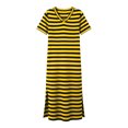 thumbnail image 6 of ClodeEU Women's Striped V Neck Short Sleeve Side Split Midi Dress,Soft Knit Casual Summer Dress Yellow,Women's Plus XXXL, 6 of 6